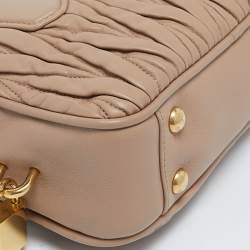 Miu Miu Beige Matelassé Leather Mini Arcadie Bag 