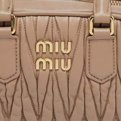 Miu Miu Beige Matelassé Leather Mini Arcadie Bag 