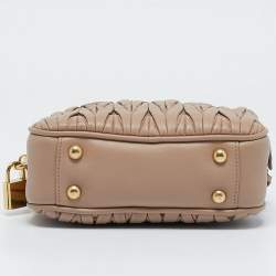 Miu Miu Beige Matelassé Leather Mini Arcadie Bag 
