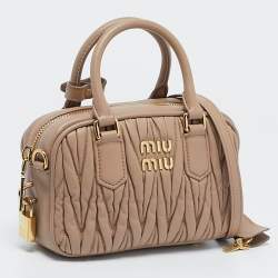 Miu Miu Beige Matelassé Leather Mini Arcadie Bag 