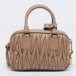 Miu Miu Beige Matelassé Leather Mini Arcadie Bag 