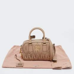 Miu Miu Beige Matelassé Leather Mini Arcadie Bag 