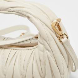 Miu Miu White Matelassé Leather Small Wander Hobo