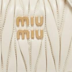 Miu Miu White Matelassé Leather Small Wander Hobo