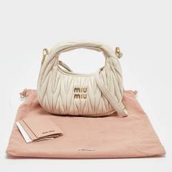 Miu Miu White Matelassé Leather Small Wander Hobo