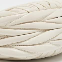 Miu Miu White Matelassé Leather Small Wander Hobo