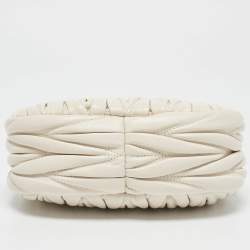 Miu Miu White Matelassé Leather Small Wander Hobo