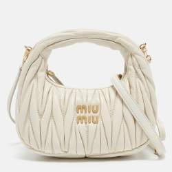 Miu Miu White Matelassé Leather Small Wander Hobo