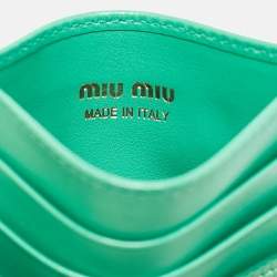 Miu Miu Green Lizard Embossed Leather Card Holder