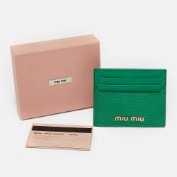 Miu Miu Green Lizard Embossed Leather Card Holder