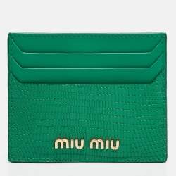 Miu Miu Green Lizard Embossed Leather Card Holder