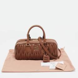 Miu Miu Caramel Matelassé Leather Large Arcadie Satchel