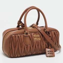 Miu Miu Caramel Matelassé Leather Large Arcadie Satchel