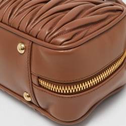 Miu Miu Caramel Matelassé Leather Large Arcadie Satchel