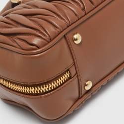 Miu Miu Caramel Matelassé Leather Large Arcadie Satchel