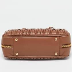 Miu Miu Caramel Matelassé Leather Large Arcadie Satchel