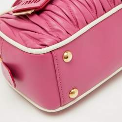 Miu Miu Pink/White Matelassé Leather Arcadie Bag 