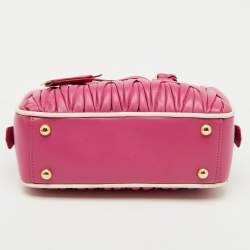 Miu Miu Pink/White Matelassé Leather Arcadie Bag 