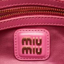 Miu Miu Pink/White Matelassé Leather Arcadie Bag 