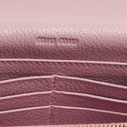 Pre Owned Miu Miu Pink Leather Twist Lock Flap Continental Wallet