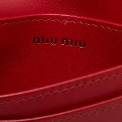 Pre Owned Miu Miu Red Matelassé Leather Wristlet Compact Wallet