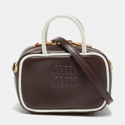 مملوكة مسبقًا Miu Miu Beau Micro Brown/White Leather Crossbody Bag