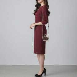 Pre Owned حقيبة ساتشل سحاب علوي جلد أسود ميو ميو