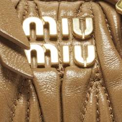 Pre Owned Miu Miu Wander Micro Brown Matelassé Leather Hobo