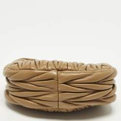 Pre Owned Miu Miu Wander Micro Brown Matelassé Leather Hobo