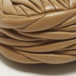 Pre Owned Miu Miu Wander Micro Brown Matelassé Leather Hobo