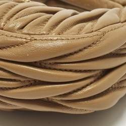 Pre Owned Miu Miu Wander Micro Brown Matelassé Leather Hobo