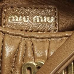 Pre Owned Miu Miu Wander Micro Brown Matelassé Leather Hobo