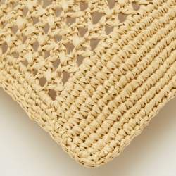 Pre Owned Miu Miu Brown/Natural Woven Raffia Mini Bucket Bag