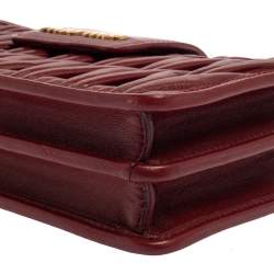 Pre Owned Miu Miu Red Matelasse Leather Phone Bag