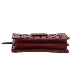 Pre Owned Miu Miu Red Matelasse Leather Phone Bag