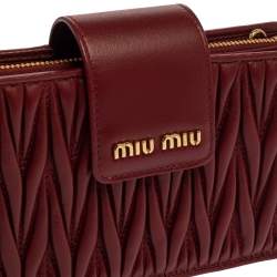 Miu Miu Red Matelasse Leather Phone Bag