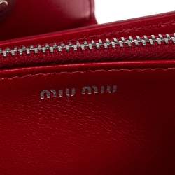 Miu Miu Red Vernice Leather Crystal Embellished Wallet on Chain