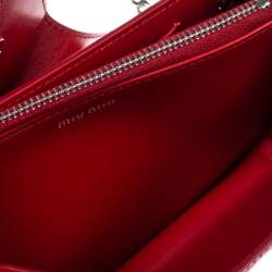 Miu Miu Red Vernice Leather Crystal Embellished Wallet on Chain