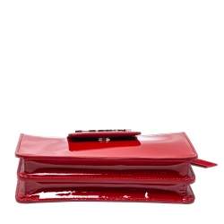 Miu Miu Red Vernice Leather Crystal Embellished Wallet on Chain