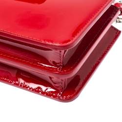 Miu Miu Red Vernice Leather Crystal Embellished Wallet on Chain