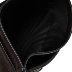 Pre Owned Miu Miu Black Matelassé Leather Crystals and Pearl Embellished Logo Card Holder