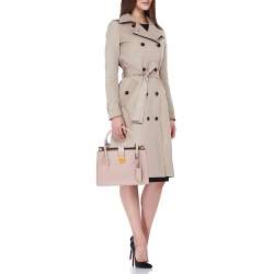 Pre Owned Miu Miu Pale Pink Madras Leather Push Lock Tote 
