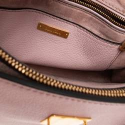 Pre Owned Miu Miu Pale Pink Madras Leather Push Lock Tote 