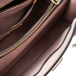 Pre Owned Miu Miu Pale Pink Madras Leather Push Lock Tote 