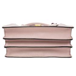 Pre Owned Miu Miu Pale Pink Madras Leather Push Lock Tote 