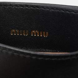 Pre Owned Miu Miu Black Matelassé Leather Card Holder