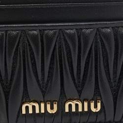 Pre Owned Miu Miu Black Matelassé Leather Card Holder