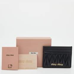 Pre Owned Miu Miu Black Matelassé Leather Card Holder