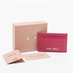 Miu Miu Pink Quilted Leather Card Holder 