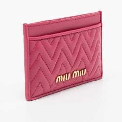 Miu Miu Pink Quilted Leather Card Holder 
